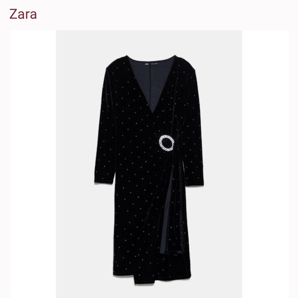 NWT - Zara Size S Black Sparkly Velvet Dress - Picture 4 of 7